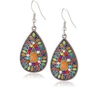 Drop Earrings for Women Bohemian Ethnic Style Bead Colorful Drop Earrings with S925 Silver Hook Boho Earrings for Women Girls Gift for Valentine's Day Anniversary Birthday Mother's Day Christmas