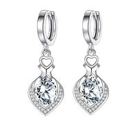 Drop Earrings for Women Girl, Silver Dangle Earrings with Sparkling Cubic Zirconia │Teardrop Hypoallergenic Dangly Earring for Sensitive Ears│Jewellery Gift for Birthday Anniversary