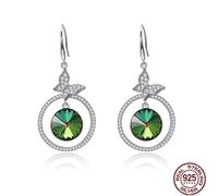 Drop Earrings for Women Round Austrian Crystal Earrings Party Wedding Fine Jewelry Gift
