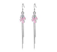 Drop Earrings for Women Silver, Funny Earrings Long Tassel Flower White Gold Plated Bride Earrings for Wedding Day