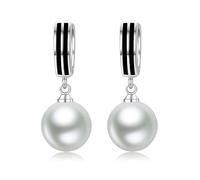 Drop Earrings, Silver Stud Earrings for Women Dangle Round White Pearl 32X10mm for Wife Graduation Jewelry Classic