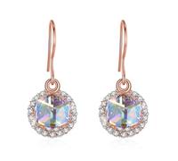 Drop Earrings, Sterling Silver Earrings Dangle Rose Gold Crystal with Gold Crystal 26X12mm for Women Fathers Day Jewelry Modern