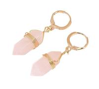 Drop Earrings,Wire Wrap Hexagonal Point Pendant Dangle Hoop Earrings Rose Quartz Drop Healing Earrings Dainty Crystal Earrings Gemstone Yoga Jewelry For Women Girl Gift