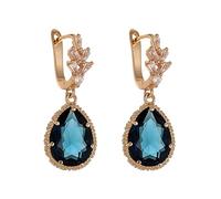Drop Earrings Women, Beautiful Earrings for Women Semicircle Green with Half Moon Shape Cubic Zirconia Gold Plated Base