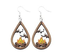 Drop Earrings Wood Teardrop Earrings For Thanksgiving Girls Gift Summer Camping