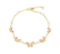Drop Glazed Butterfly Pearl Bracelet For Women With A High End And Exquisite Feel Women Western Costume (Pink, One Size)