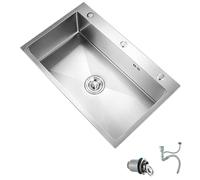 Drop in 304 Stainless Steel Workstation Kitchen Sink Top Mount Single Bowl Kitchen Sink outdoor garden Sink bar & prep commercial sink With drain and drain pipe-silver-31.5"x17.7" (Color : Package 1