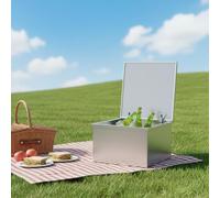 Drop-in Ice Chest, 51 x 51 x 33 cm Stainless Steel Ice Cooler with 24H 4-Layer Insulation, Drain Plug, Silicone Sealing Ring, Commercial Ice Bin with 304 Stainless Steel Liner for Bar, Kitchen