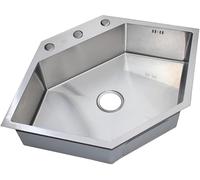 Drop In Kitchen Sink, Diamond Shape Hexagonal Slot Single Tank, Stainless Steel Top Mount Workstation Sink With Drain Pipe, Perfect for Modern Kitchens.(A,84x55cm/33 * 21.65in )