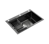 Drop in Kitchen Sink Stainless Steel Undermount Basin Large Single Slot Workstation Sinks Household Dishwashing Easy to Clean Maintain(68X45CM-YX)