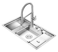Drop in Kitchen Sink, Undermount Kitchen Sink, Dish Basin with Trash Can Holder Smart Table Control Drain Sink Set