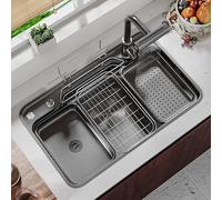 Drop In Kitchen Sink with Waterfall Faucet Combo Single Bowl kitchen Sinks Undermount Bar Sink Modern Farmhouse Stainless Steel Deep Kitchen Sink with Soap Dispenser Cup Washer Drain Strainer Set ( Co