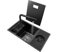 Drop in Top Mount Bar Kitchen Sink, Overmount Handmade Single Bowl Stainless Steel Sink with Strainer & Drain (55 * 32 * 23cm B)