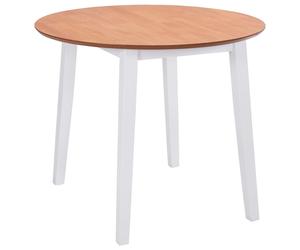 Drop-Leaf Dining Table 90cm Round Brown MDF Top Rubberwood Legs Foldable Compact