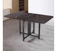 Drop Leaf Dining Table, Mobile Folding Expandable Table with Metal Frame for Work and Dining, Multifunctional Design