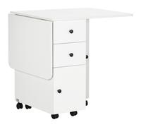 HOMCOM Folding Dining Table - Drop Leaf Table With Storage Drawers White | TJ Hughes