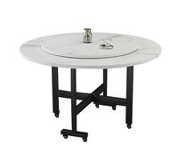 Drop Leaf Kitchen Table with Wheels - Round Dining Table with Rotating Tray for Small Spaces, Convenient and Versatile Design