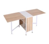 Homcom Foldable Dining Table - Oak & White | Folding Computer Desk