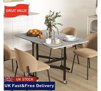 Drop Leaf Table with Wheels Folding Dining Table for Small Spaces, Grey