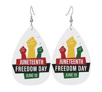 Drop Leather Earrings June Festival Celebrating Freedom 1865 | Leather Earring Lightweight Water drop leather earrings Fashion For Birthday Daily Wear