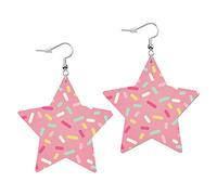Drop Leather Earrings Star Pink Donuts Glaze | Water drop leather earrings Lightweight Leather Earring Ornament For Daily Wear Party