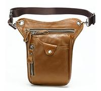Drop Leg Bag Hiking Waist Pack, Drop Leg Bag Men's Belt/Leg Bags Genuine Leather Motorcycle Leg Drop Bag Men Waist Bags Male Fanny Pack Thigh Bag Belt Pouch(Bruin)