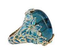 Drop Lover Full Ring Shaped Fashion Hollow Water Ring Rings Cute Girl Rings (Blue, 6)