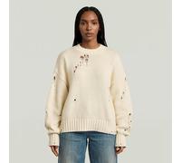 Drop Needle Loose Knit Pullover - White - Women S