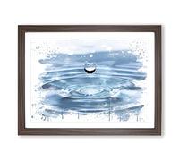 Drop of Water Rain No.1 V3 Modern Framed Print | A4 Walnut Framed Wall Art | Ready to Hang | Modern Landscape Picture | Living Room Bedroom Lounge Office