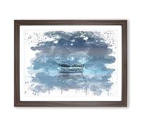 Drop of Water Rain No.4 V3 Modern Framed Print | A4 Walnut Framed Wall Art | Ready to Hang | Modern Landscape Picture | Living Room Bedroom Lounge Office