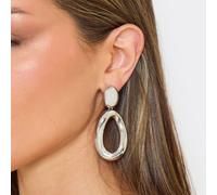 Drop Oval Hoop Detail Stud Earrings In Silver, Women's Size UK One Size