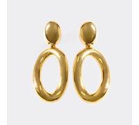 Drop Oval Shaped Hoop Detail Stud Earrings In Gold, Women's Size UK One Size