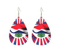 Drop-Shaped Acrylic Earrings Cute Costa Rica Flag Print Lightweight FashionTeardrop Dangle Earrings, One Size, Acrylic, No Gemstone