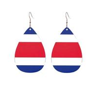 Drop-Shaped Acrylic Earrings Cute Flag of Costa Rica Print Lightweight FashionTeardrop Dangle Earrings, One Size, Acrylic, No Gemstone