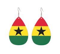 Drop-Shaped Acrylic Earrings Cute Flag of Ghana Print Lightweight FashionTeardrop Dangle Earrings, One Size, Acrylic, No Gemstone