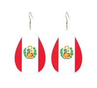 Drop-Shaped Acrylic Earrings Cute Flag of Peru Print Lightweight FashionTeardrop Dangle Earrings, One Size, Acrylic, No Gemstone