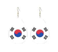 Drop-Shaped Acrylic Earrings Cute Flag of Republic of Korea Print Lightweight FashionTeardrop Dangle Earrings, One Size, Acrylic, No Gemstone
