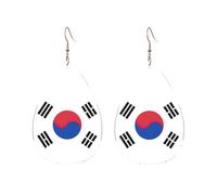 Drop-Shaped Acrylic Earrings Cute Flag of Republic of Korea Print Lightweight FashionTeardrop Dangle Earrings, One Size, Acrylic, No Gemstone