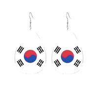 Drop-Shaped Acrylic Earrings Cute Flag of Republic of Korea Print Lightweight FashionTeardrop Dangle Earrings, One Size, Acrylic, No Gemstone