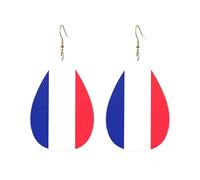 Drop-Shaped Acrylic Earrings Cute French flag Print Lightweight FashionTeardrop Dangle Earrings, One Size, Acrylic, No Gemstone
