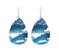 Drop-shaped acrylic earrings cute landscape with mountains print lightweight fashionTeardrop dangle earrings, One Size, Acrylic, No Gemstone