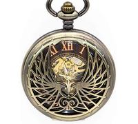 Drop Shipping Fashion Retro Bronze Rose Gold Roman Numeral Display Mechanical Double Bird Logo Hollow Carving Pocket Watch Gift Pocket Watch Gift