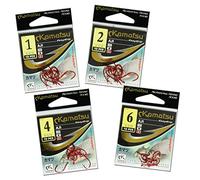 Drop Shot Wide Gap Red Fishing Hooks Split Shot Strong Sharp Perch Chub Pike Fishing Soft Bait Lure Hooks (S03-1x10pcs Size 2 DropShot Red Aji Hook Kamatsu)