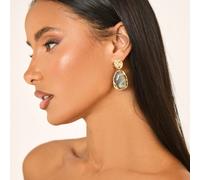 Drop Stud Earring In Gold And Green Resin, Women's Size UK One Size