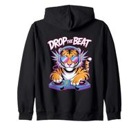 Drop The Beat DJ Tiger Headphones Zip Hoodie