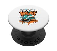 Drop The Beat Street Art DJ Headphones Turntable Vinyl PopSockets Adhesive PopGrip