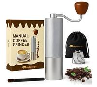 Dropereum Manual Coffee Bean Grinder 5 in 1 Accessories 25G, Portable French Press 12 Adjustable Setting Espresso Grinder, Conical Coffee Burr Grinder with Double Bearing, Steel Body