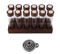 Dropfree 12 Pieces Coffee Bean Storage Tubes, Coffee Bean Cellar, Wooden Stand and Funnel, Espresso Accessories