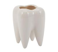 Dropfree Tooth Shape White Ceramic Flower Pot Modern Design Planter Teeth Model Mini Desktop Pot (without plants)