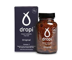 Dropi Icelandic Fish Oil - Extra Virgin Cod Liver Oil (EVCLO) - Natural Source of Vitamin A & D3 - Cold-Processed, Traceable & Pure from the Westfjords Pristine Atlantic Fishing Grounds (90 x 500mg)